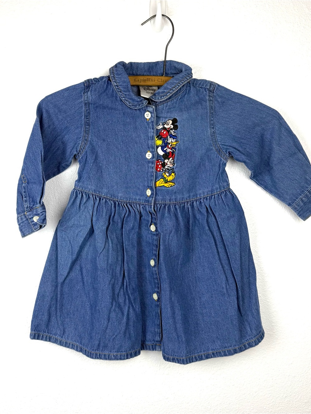 Disney Store Vintage Mickey Mouse &  Minnie Mouse Denim Shirt Dress